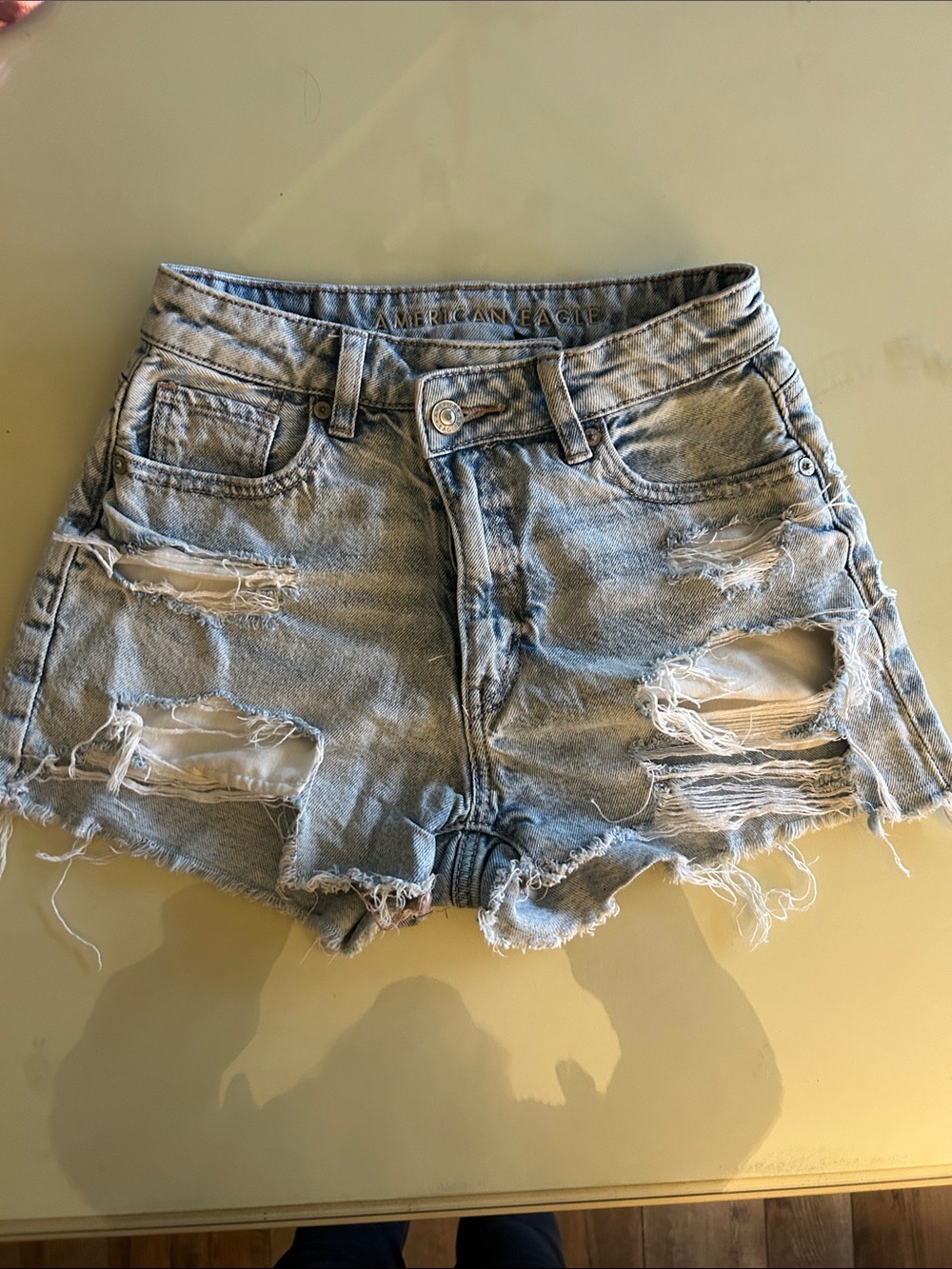 American Eagle Outfitters Light Wash Distressed Jean Shorts